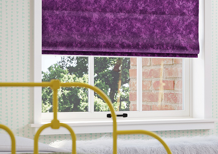 Caen Chenille, Purple - Motorised Roman Blind - Image 5
